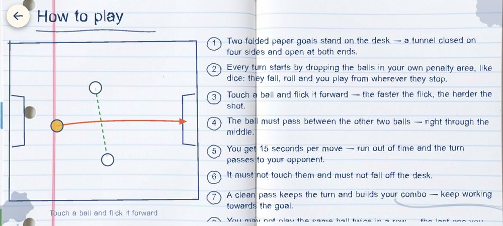 Desk Soccer rules